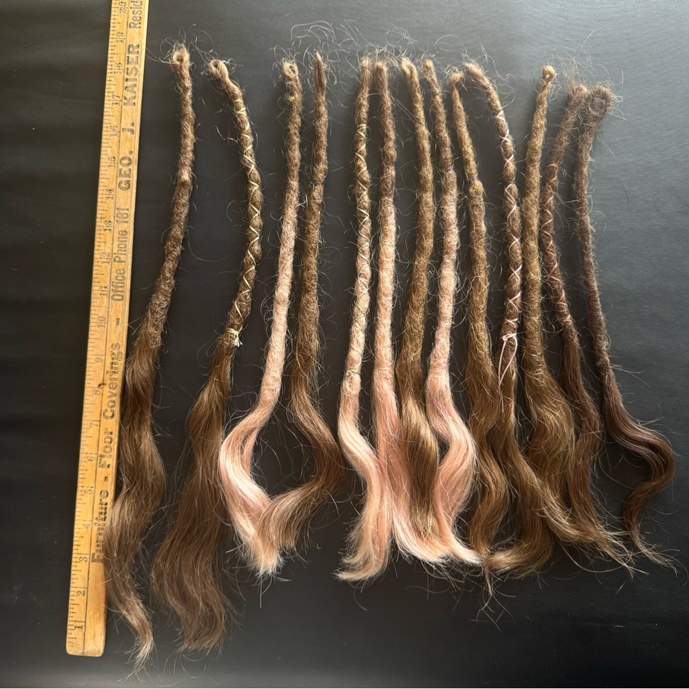 Brown and Pink Human Hair SE Locs - Picture 6 of 9